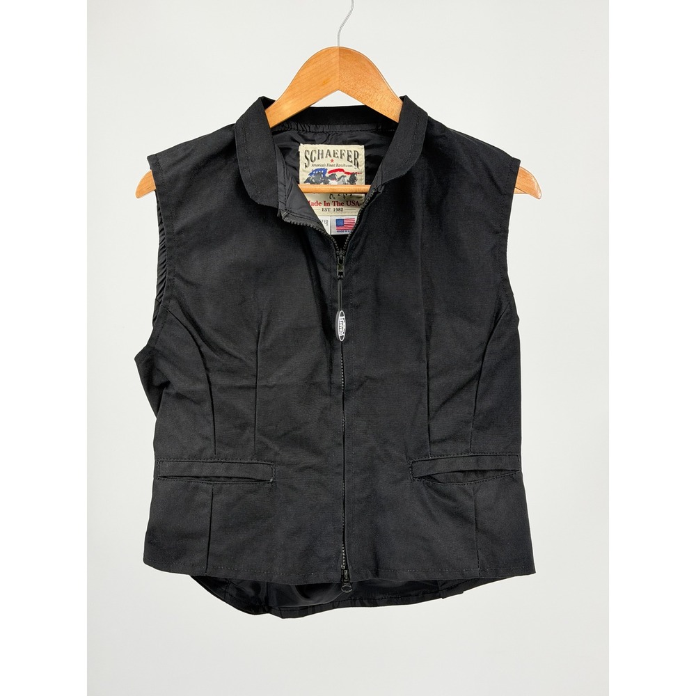 Schaefer Outfitter Womens M Black Canvas Ranch Vest Style 906 Made USA Western